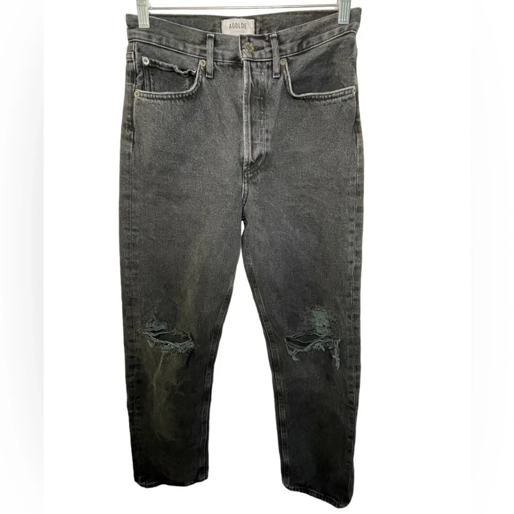 AGOLDE 90’s Jeans Button Fly Mid Rise Women’s Size 25 Gray Distressed Retro